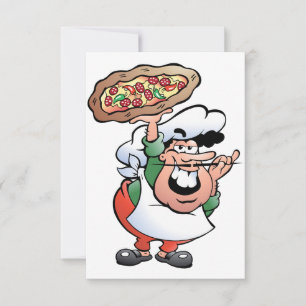 Convite Cartoon de Chef de Pizza Italiano Clássico