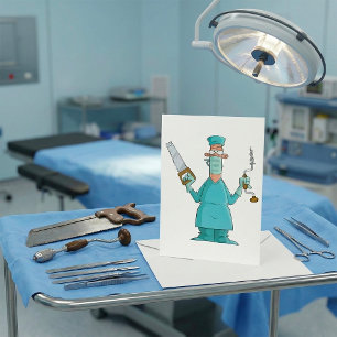 Convite Cartoon de Cirurgião Engraçado Humor Médico Hilári