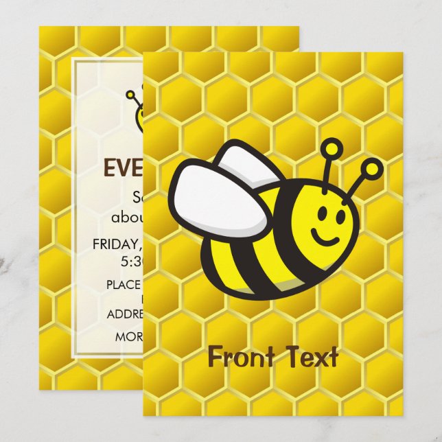Convite Cartoon de Honeybee (Frente/Verso)