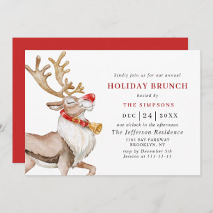 Convite Cartoon de Natal bonito Reindeer HOLIDAY BRUNCH
