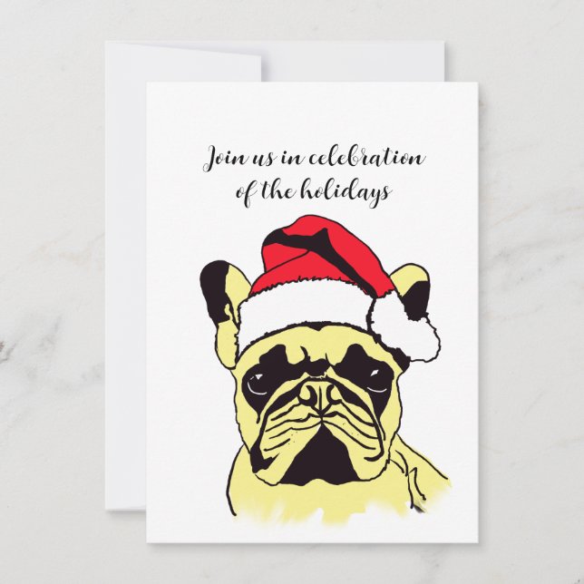 Convite Cartoon de Natal do Bulldog Francês (Frente)