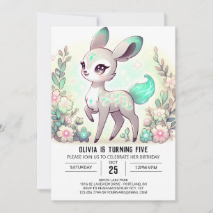 Convite Cartoon Editable Deer Digital Birthday