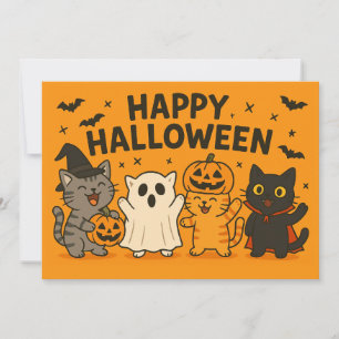 Convite Cartoon Gatos Festa de Halloween