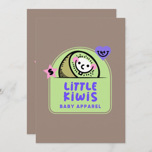 Convite Cartoon Logo Cute Character Baby Clothes Art (Frente/Verso)