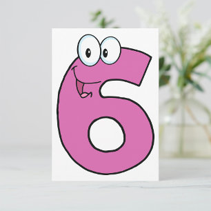 Convite Cartoon Número 6 Diversão Roxo Sorrindo Seis