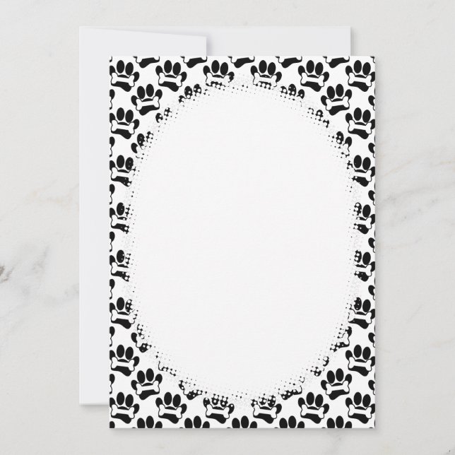 Convite Cartoon Paws And Bones Patterno DIY Vazio (Frente)