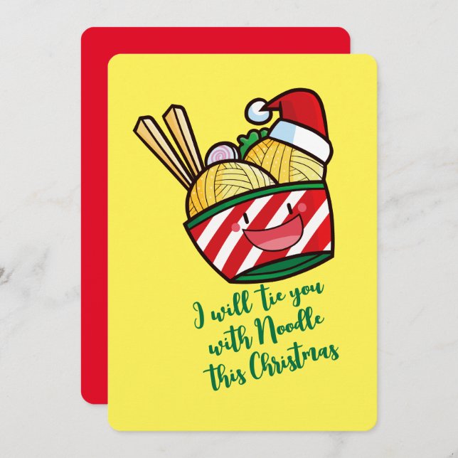 Convite Cartoon personalizável de macarrão de Natal (Frente/Verso)
