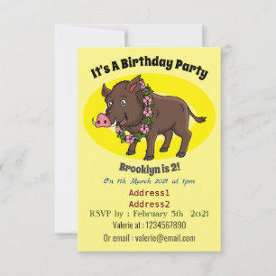 Convite Cartoon selvagem e flores