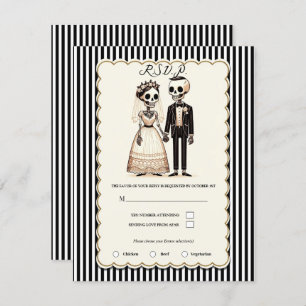 Convite Cartoon Skeleton Bride + RSVP de Casamento de Groo