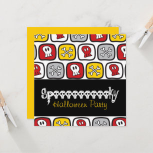 Convite Cartoon Skulls & Bones Diversão Kid's Halloween Pa