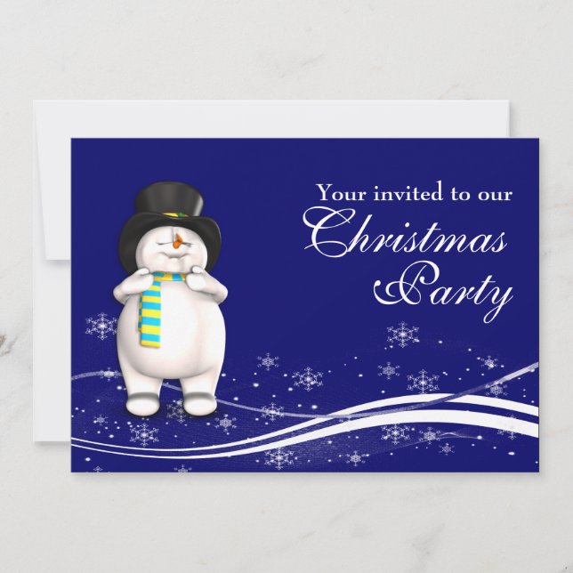 Convite Cartoon Snowman & Penguin Festa de Natal (Frente)