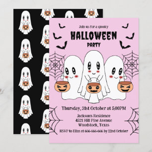 Convite Cartoon Spooky Cute Kawaii Festa de Halloween Fant