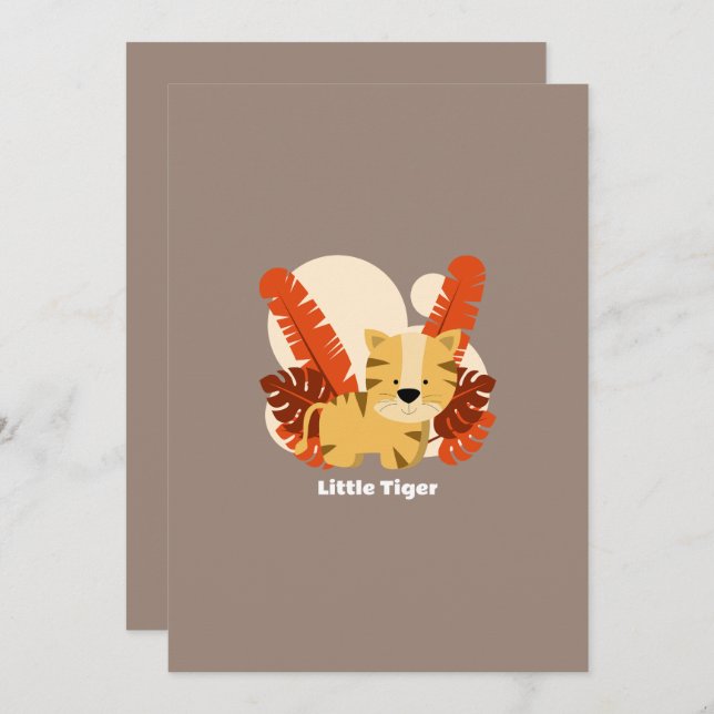 Convite Cartoon Tiger Tiger Drawing Animal Character Art (Frente/Verso)