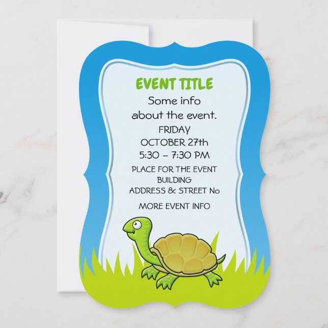 Convite Cartoon Turtle (Verso)