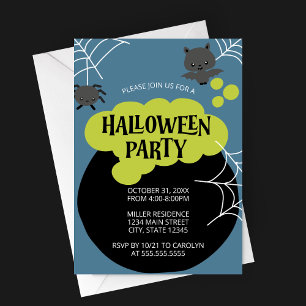 Convite Cartoon Witch's Cauldron Kid's Halloween Party