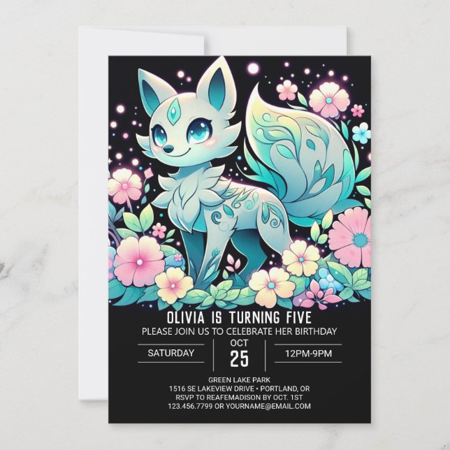 Convite Cartoon Wolf Digital Birthday (Frente)