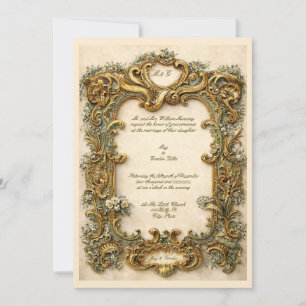 Convite Cartouche Elegante e Ornamentado no Estilo da Era