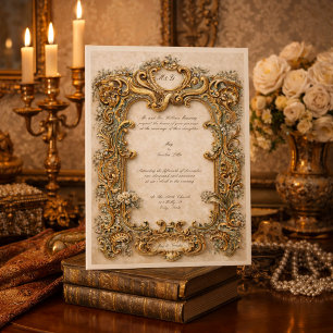Convite Cartouche Elegante e Ornamentado no Estilo da Era