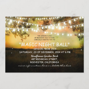 Convite cartucho de luzes noite de Baile de formatura rust