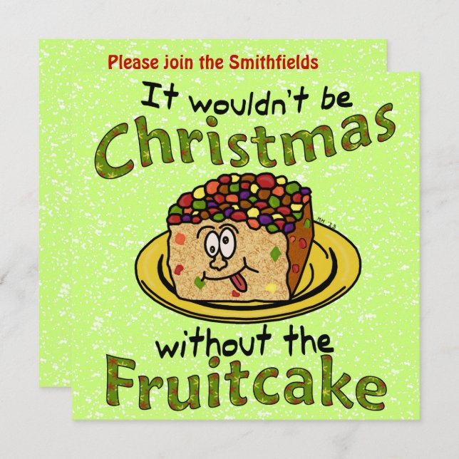 Convite Cartum de Natal Engraçado Frutcake (Frente/Verso)