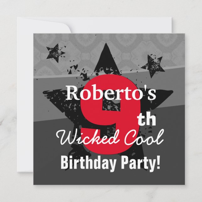 Convite Carvão vegetal do aniversário dos MIÚDOS Grunge (Frente)