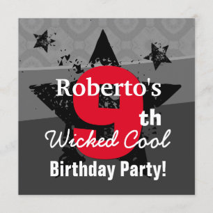 Convite Carvão vegetal do aniversário dos MIÚDOS Grunge