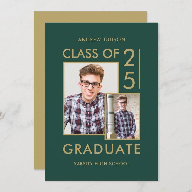 Convite Casa Aberta Da Classe Moderna De 25 Fotos Verdes 2 (Frente/Verso)