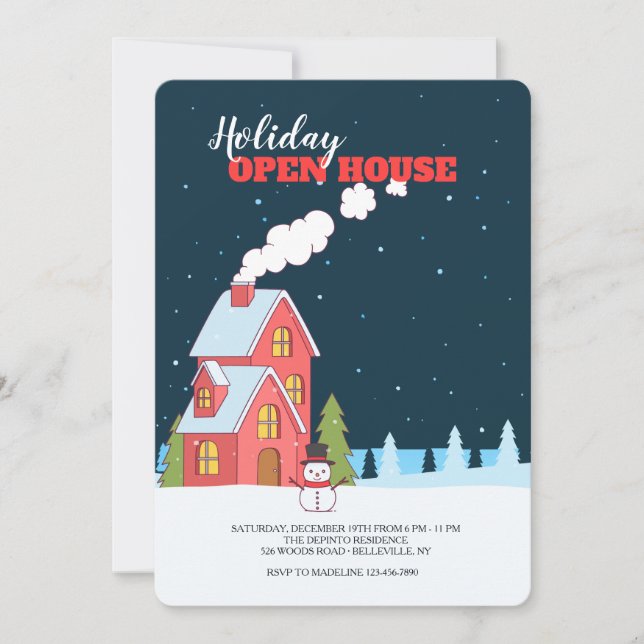 Convite Casa aberta da noite clara do inverno (Frente)