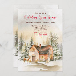Convite Casa Aberta de Algodão Feriado de inverno