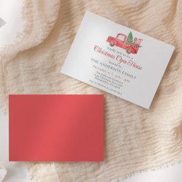 Convite Casa Aberta de Feriado de Natal Vermelho com Aquar