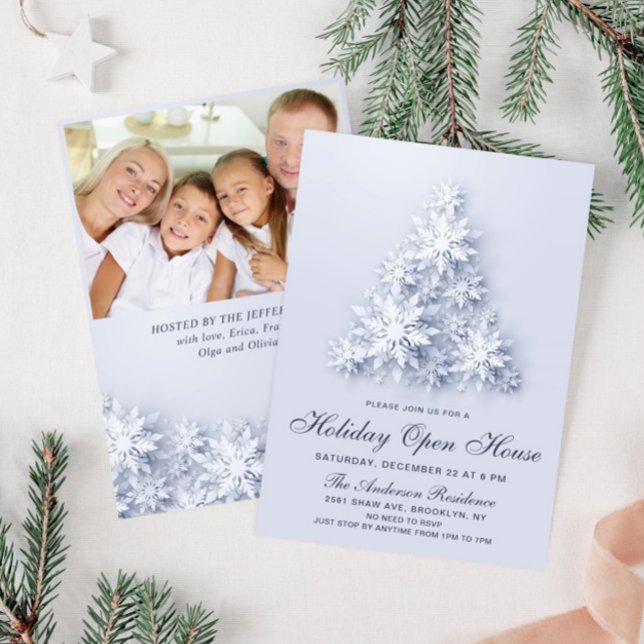 Convite Casa Aberta de Férias de Natal em Flocos de Neve (Criador carregado)
