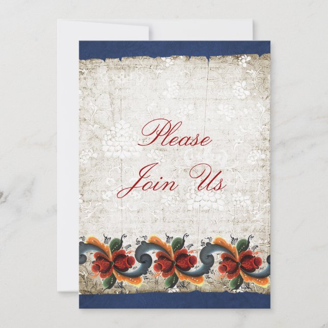 Convite Casa Aberta de Férias  Rosemaling (Frente)