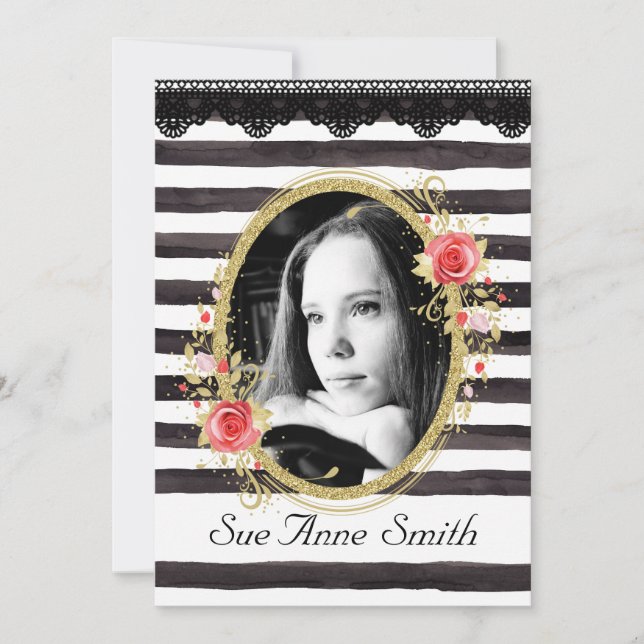 Convite Casa Aberta de Graduação de Fotos em Preto e Branc (Frente)