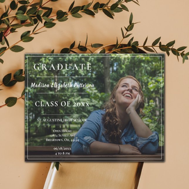 Convite Casa Aberta de Graduação de Fotos Moderna (Criador carregado)