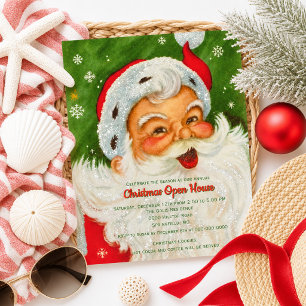 Convite Casa Aberta de Natal ao Estilo Vintage Santa