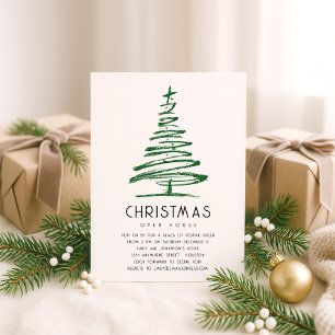 Convite Casa Aberta de Natal da Árvore Verde Artsy