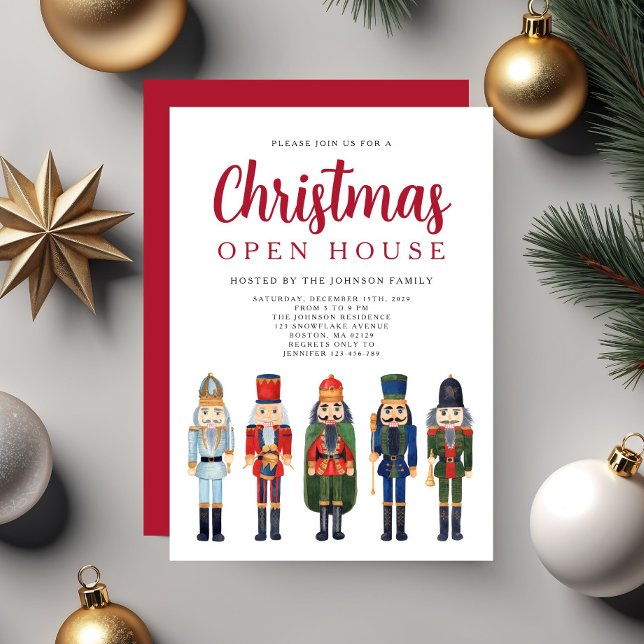 Convite Casa Aberta de Natal do Red Nutcracker (Red Nutcracker Christmas Open House Invitation)