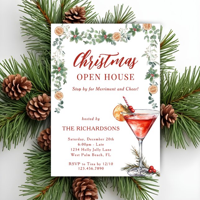 Convite Casa Aberta de Natal Martini Vermelho Alegria e Fe (Criador carregado)