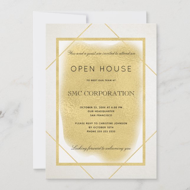 Convite Casa aberta formal de empresas de ouro branco (Frente)