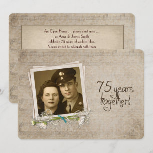 Convite Casa aberta para aniversário de 75 anos de casamen