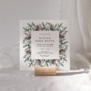 Convite Casa Aberta Pastel Invernal Elegante Quadrada