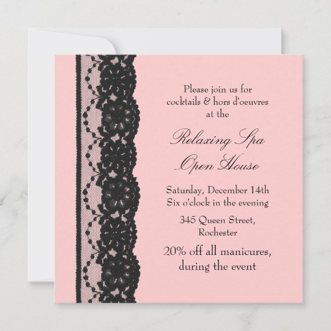 Convite Casa Aberta Rosa French Lace (Frente)