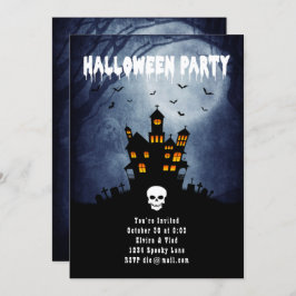 Convite Casa Assaltada Spooky com Espírito Azul