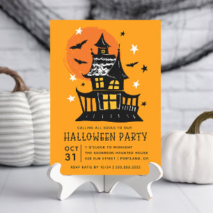 Convite Casa Assombrada de Spooky com Festa de Halloween d