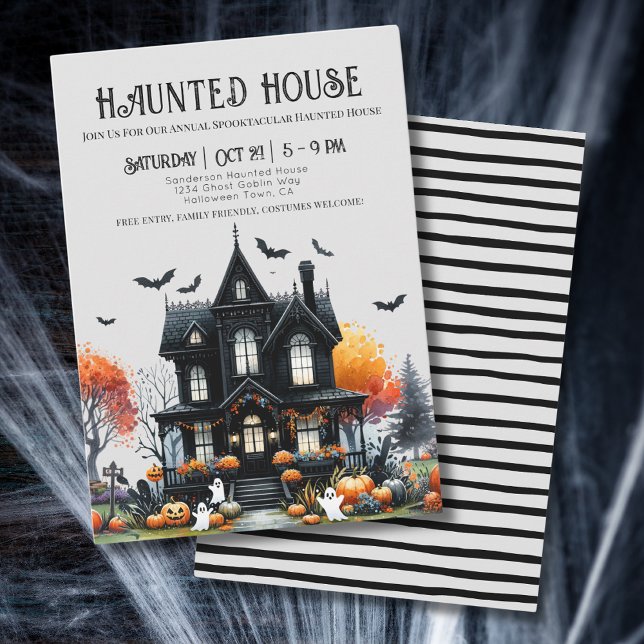 Convite Casa Assombrada de Spooky Halloween (Spooky Halloween Haunted House Invitation)