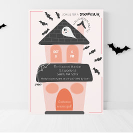 Convite Casa assombrada fofa festa de Halloween para crian