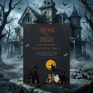 Convite Casa Assombrada Trunk or Treat Halloween