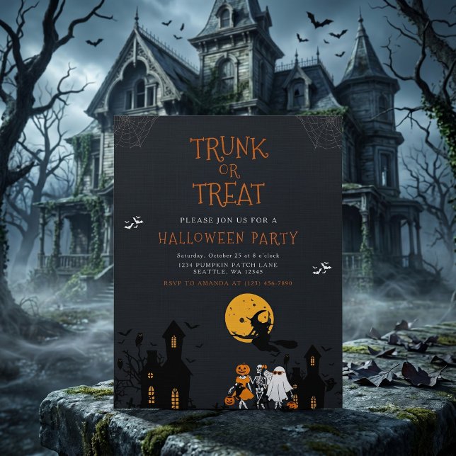 Convite Casa Assombrada Trunk or Treat Halloween (Criador carregado)