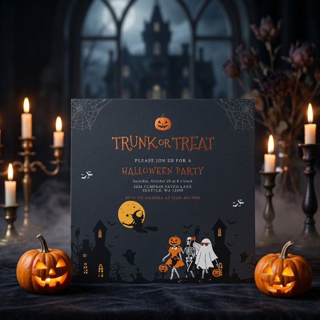 Convite Casa Assombrada Trunk or Treat Halloween (Criador carregado)