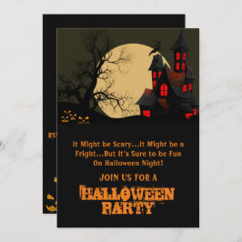 Convite Casa Assustada e Festa de Halloween da Lua cheio